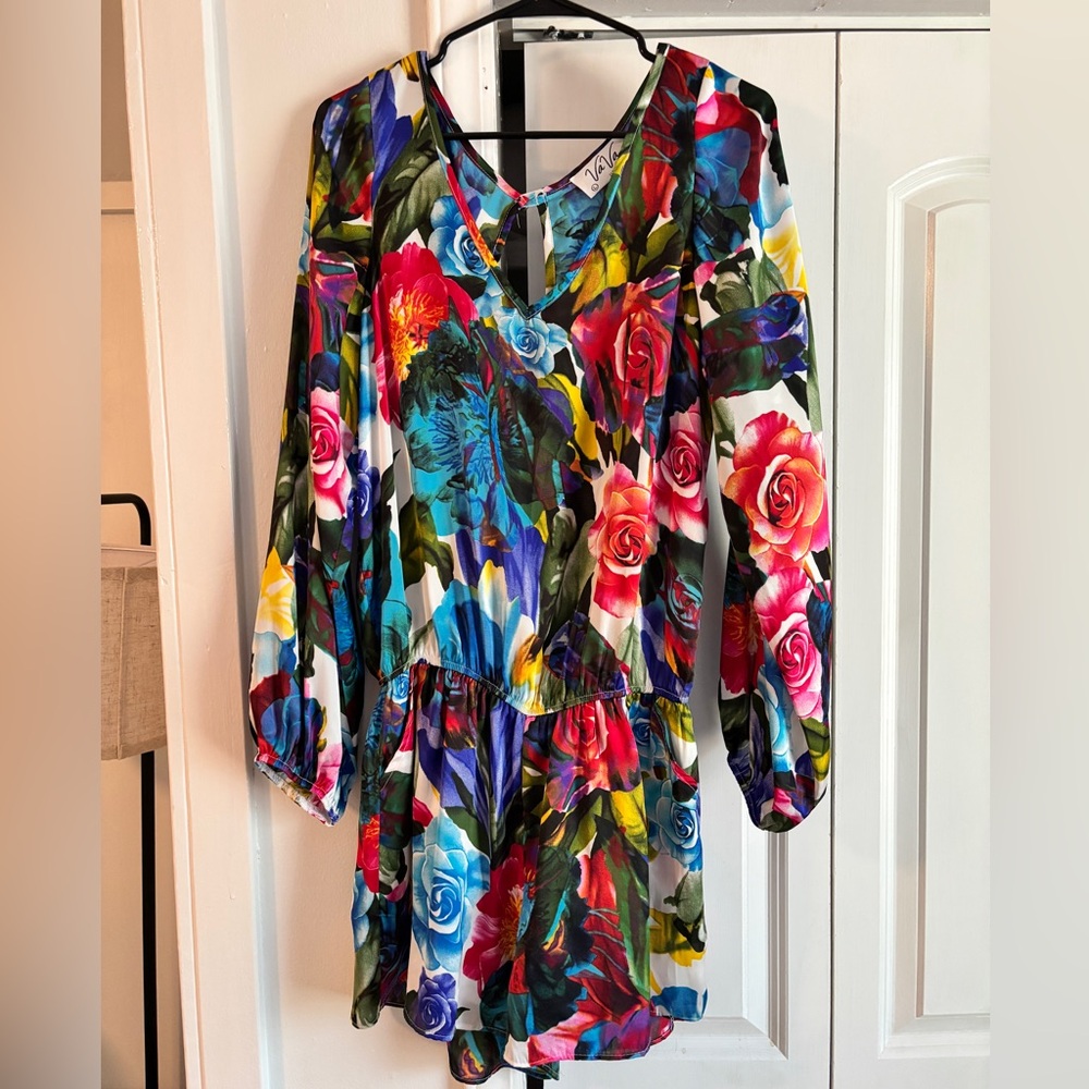 Vava by Joy Han Bright Multicolor Floral Print Romper